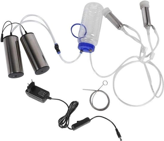Macchina di mungitura elettrica portatile - capacità di 2 litri - per bovini, capre e pecore con 2 pompe e spazzola di pulizia.