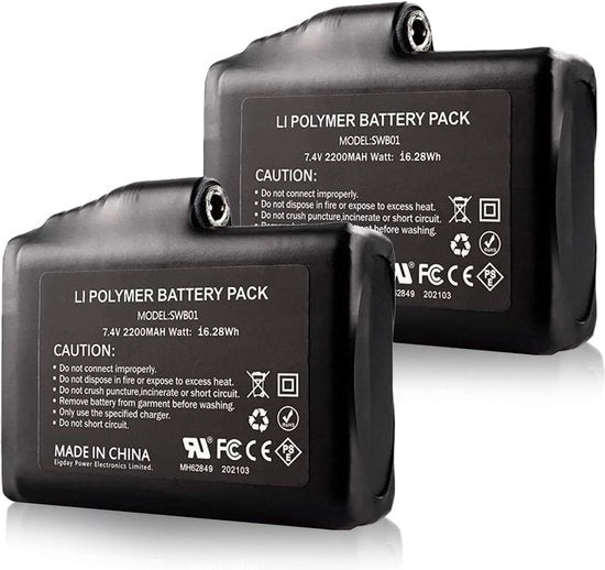 Batterie Ricaricabile per Abbigliamento e Accessori Caldi - 7,4V 2200mAh Li-polimero