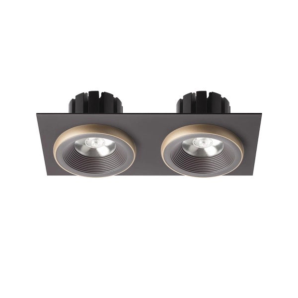 Faretto SHARM SQ II da incasso marrone/oro perlato 230V LED 2x10W 24° 3000K