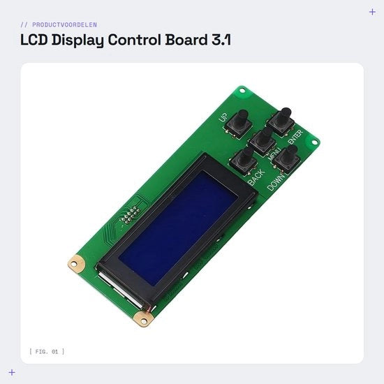 Display LCD 3.1 pollici - 5-Pin Cavo - Pannello di Controllo - Adatto per Stampanti 3D - Installazione Facile - Visualizzazione Chiara - Schermo Stampante 3D