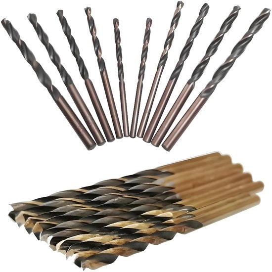 Set di puntoni in acciaio per alta velocità - Twist puntoni in acciaio - Applicazione per metalli - 10 pezzi - Diversi diametri - Adatto per acciaio e ...