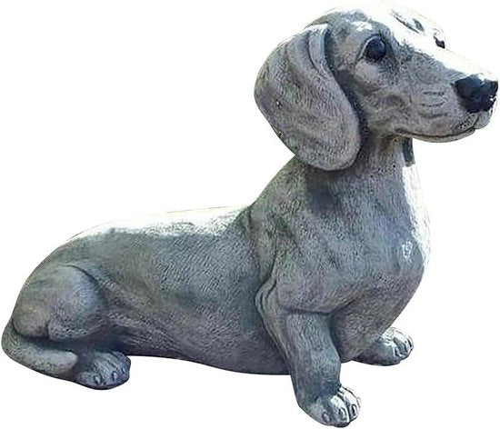 Statua di Resina Poli - Cane in Posizione Seduta - Scultura Realistica per Amanti dei Cani - Decorazione Esterna - 1 Pezzo