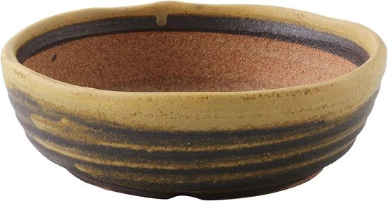 Bacino Bonsai Serie Shigaraki - Ceramica Glacé con Fissaggio Acqua 21 cm - Fatto in Giappone - Manufatto a Mano per Piantine Giapponesi - Colore Sabbia Giallo