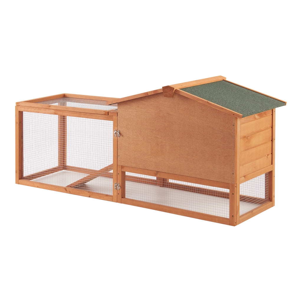 Conigliera 'Oberursel' (AxLxP): 68 x 156 x 52 cm Gabbia Recintata con Casetta in Legno [en.casa]