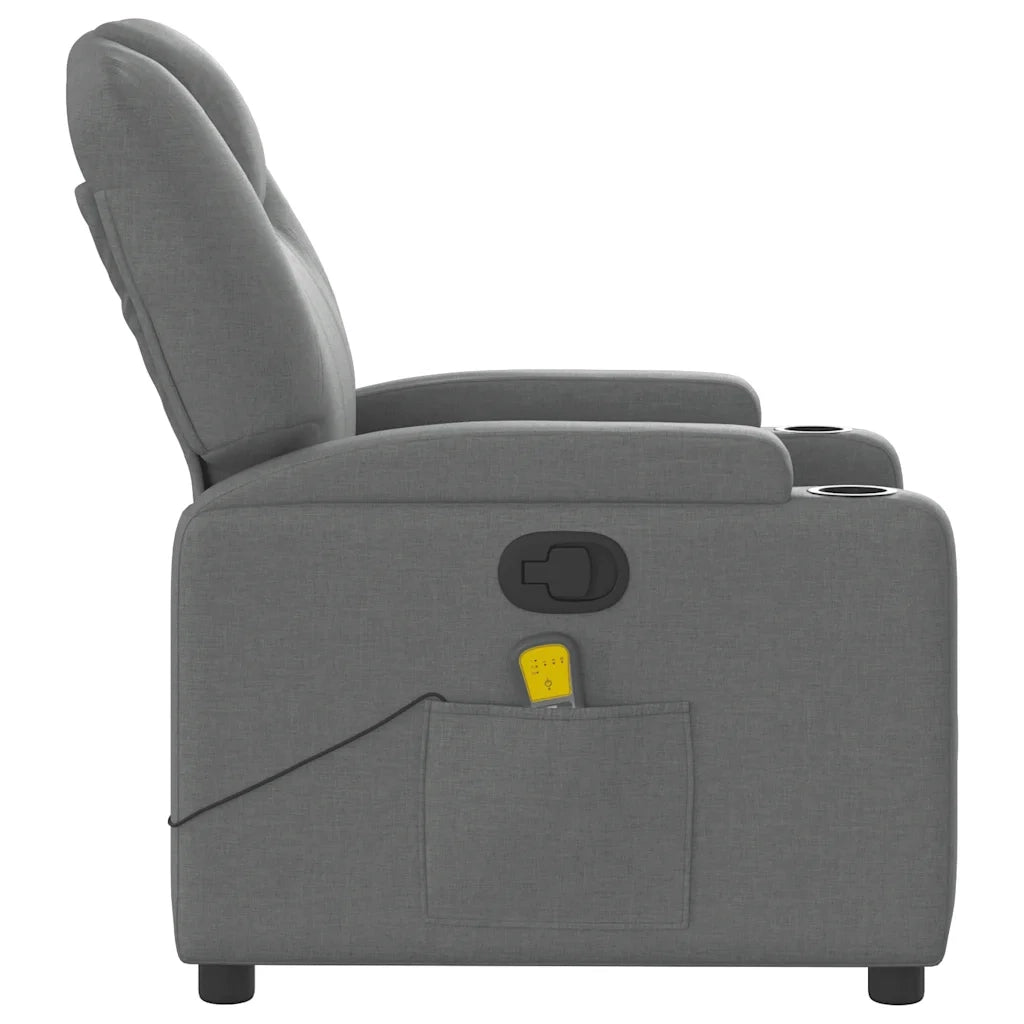 Poltrona Massaggiante Reclinabile Grigio Scuro in Tessuto 372378