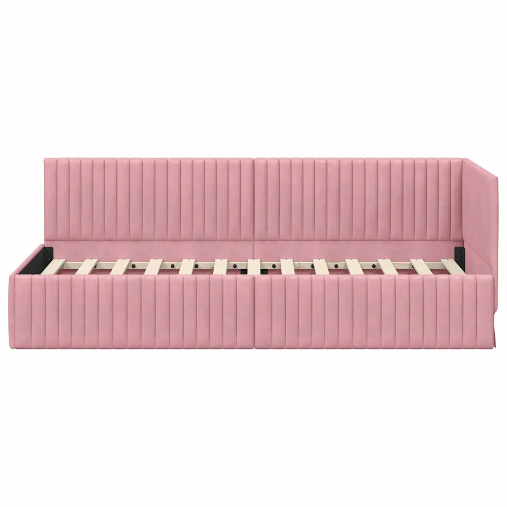 Cornice del letto ad angolo Rosa 80 cm x 200 cm Velluto 42016249