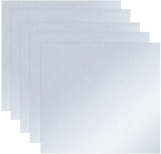 Piastra di Zinco 99,99% Purificato - 5 Pezzi - Dimensioni 140x140x0,2 mm - Densità 7,14 g/cc - Punto di Fusione 419,5 °C - Adatto per Laboratorio - Piastra di Metallo