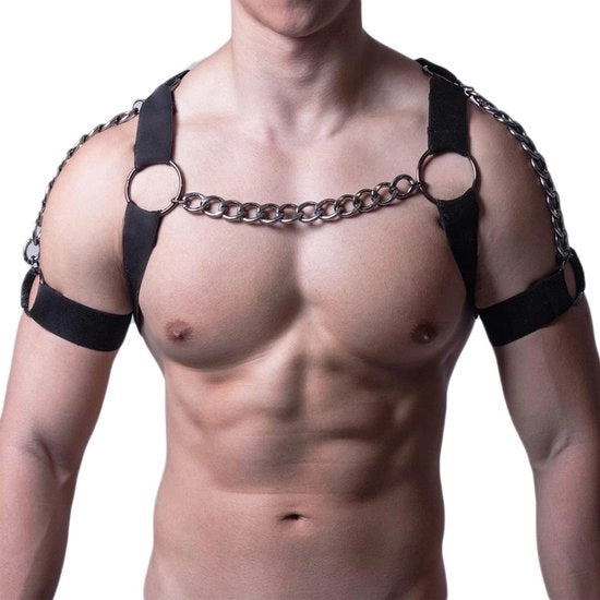 Harnas per Uomo con Cinturone in Pelle - Protezione al Torso - Altezza Schiena con Spalla Punk - Cosplay e Festa - Comfortevole Cintura Adattabile