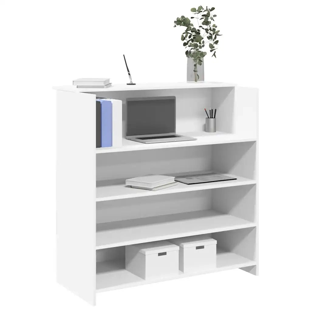 Scrivania per Reception Bianca 100x50x103,5 cm in Legno Massello 3324160