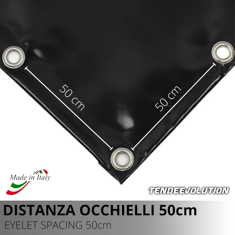 Telo PVC IGNIFUGO Impermeabile Avorio | Telone Occhiellato Ogni 50CM 650g/mq | Copertura Esterna | 6x8m | Resistente Multiuso