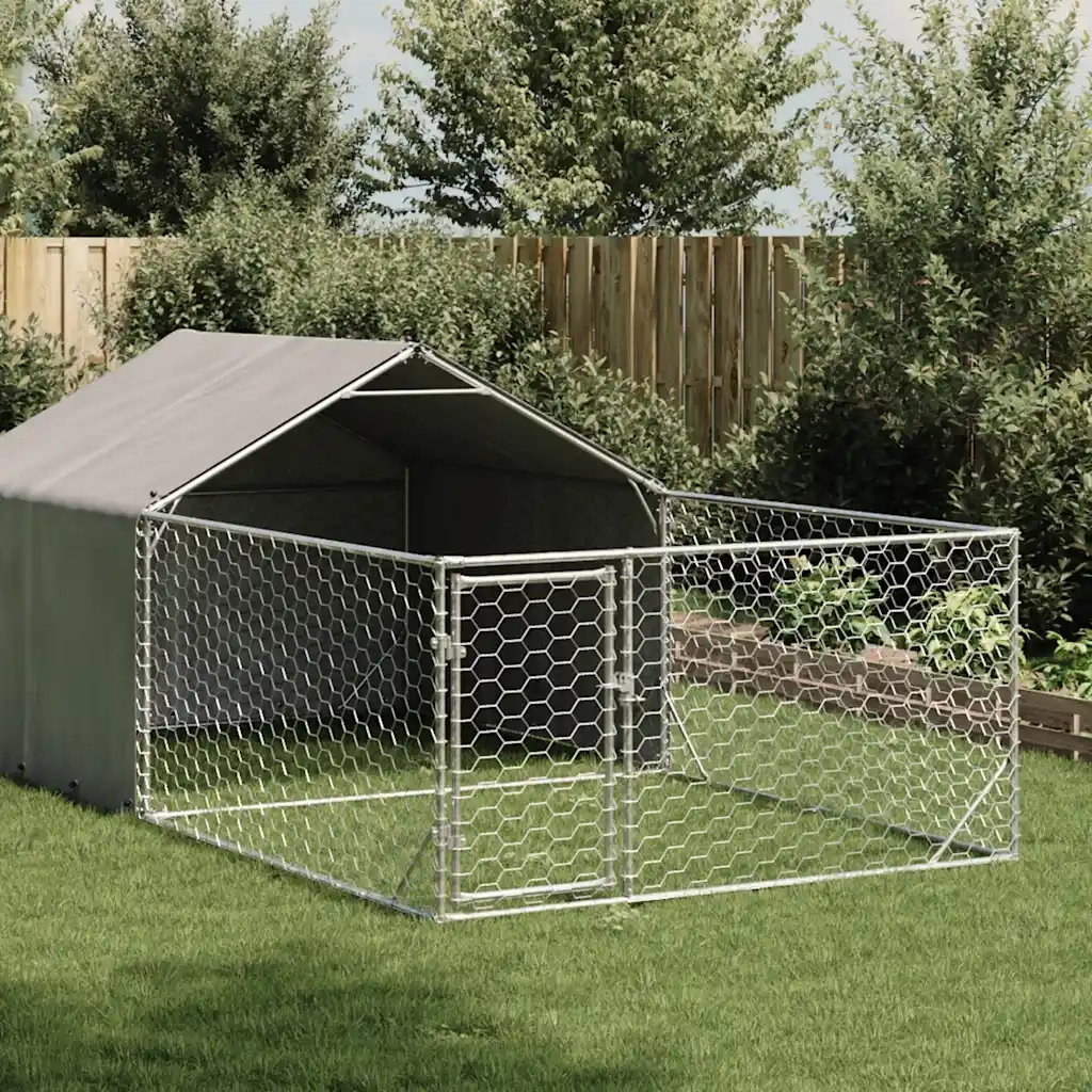 Cuccia per Cani da Esterno con Recinto 5x2x1,5m Acciaio Zincato 3329236