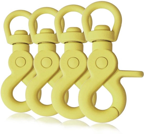 Scafoletta a forma di karabina con uncino e testa a giroscopio - 4 pezzi, Giallo - 61 mm