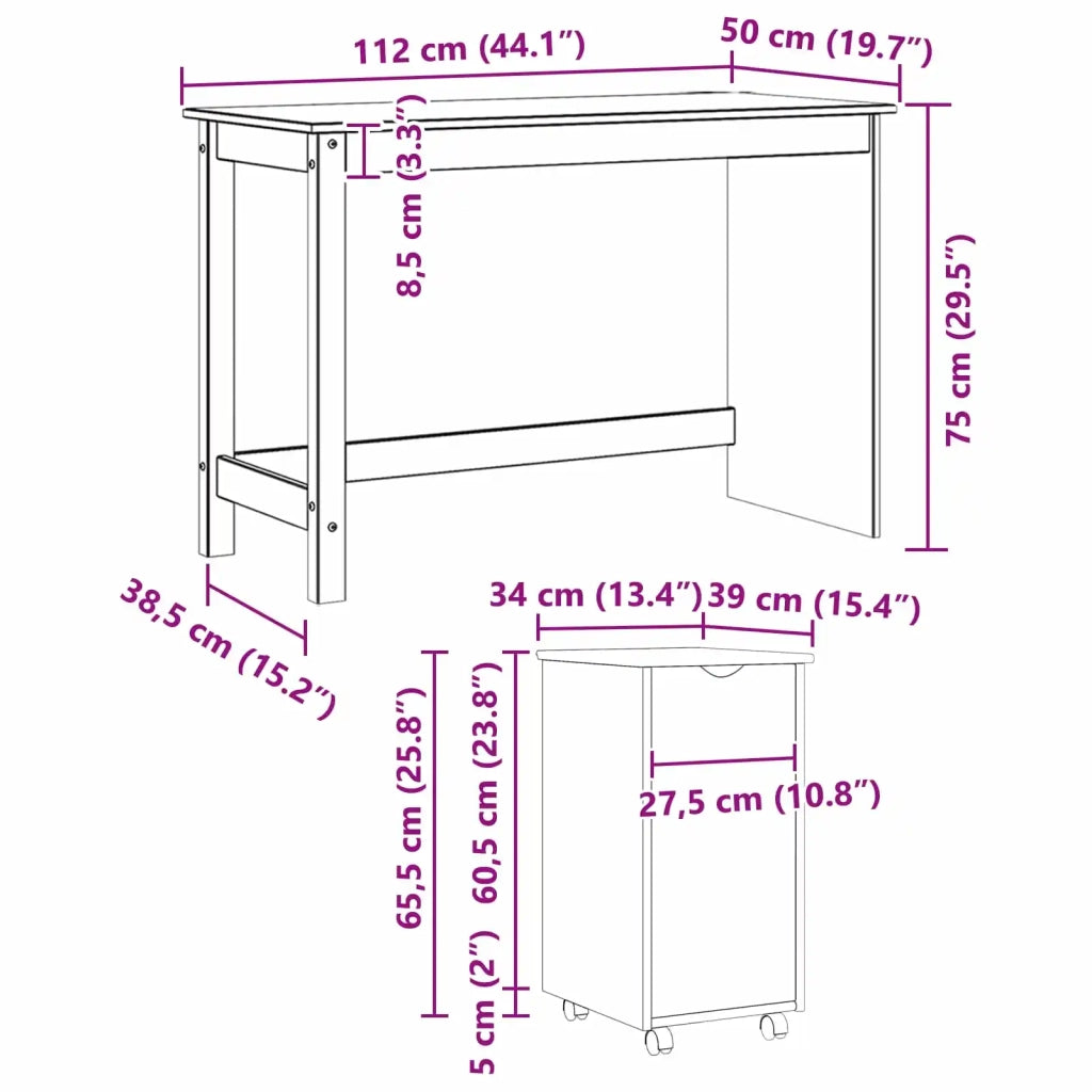 Set di Scrivania e Armadietto 2 pz Bianco 3438781