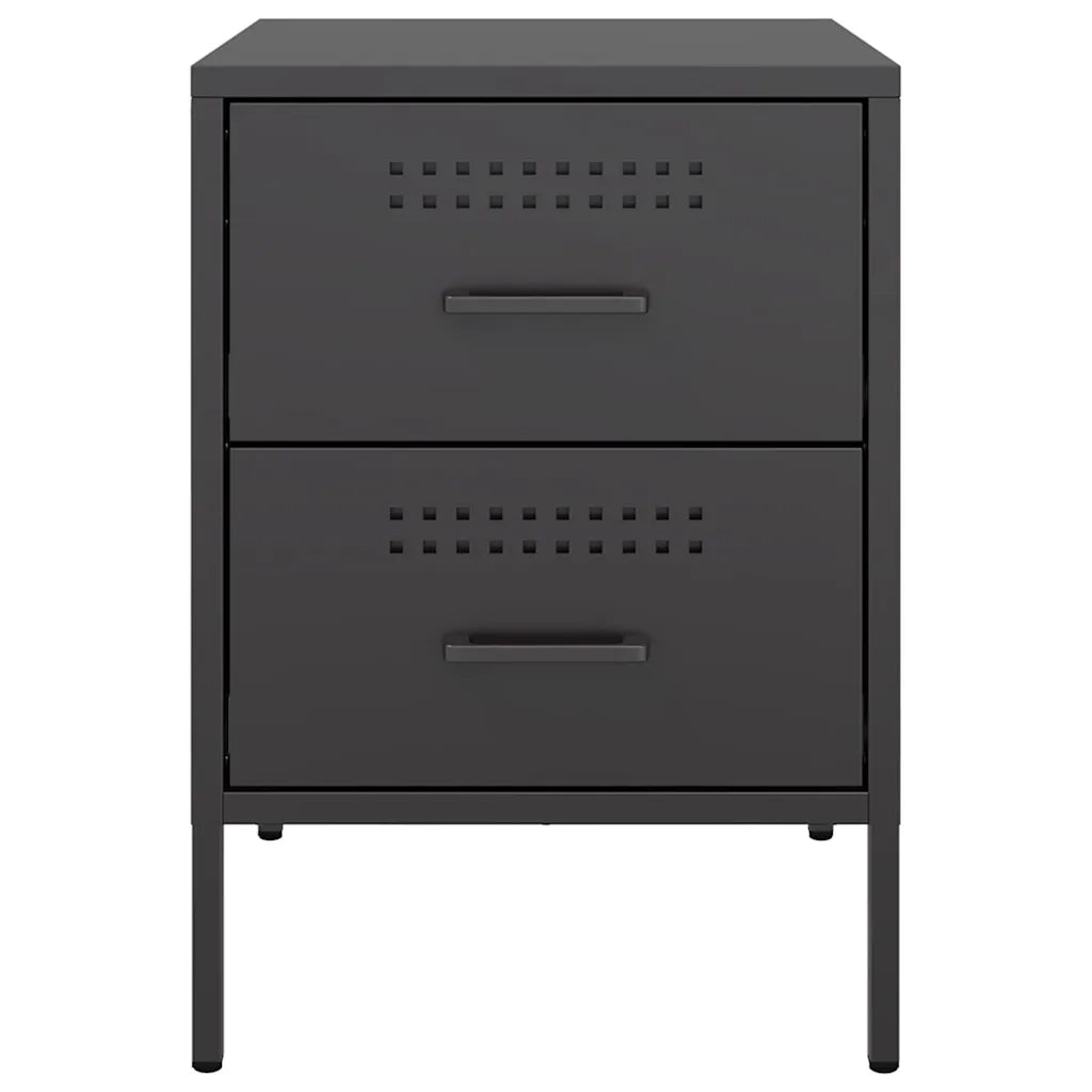 Comodino | Armadio da Notte | Mobiletto da notte Nero 36x39x50,5 cm in Acciaio