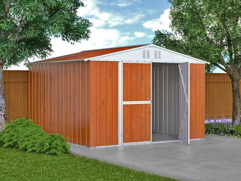 Deposito attrezzi box acciaio capanno lamiera zincata 327x269cm x h 215cm - 132 kg - 8,80mq LEGNO