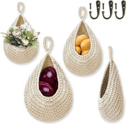 Fruitiera appesa per cucina, boho fruitiera, fruitiera appesa, cucina, fruitiera, fruitiera appesa per organizzazione (bianca, confezione da 3 pezzi)