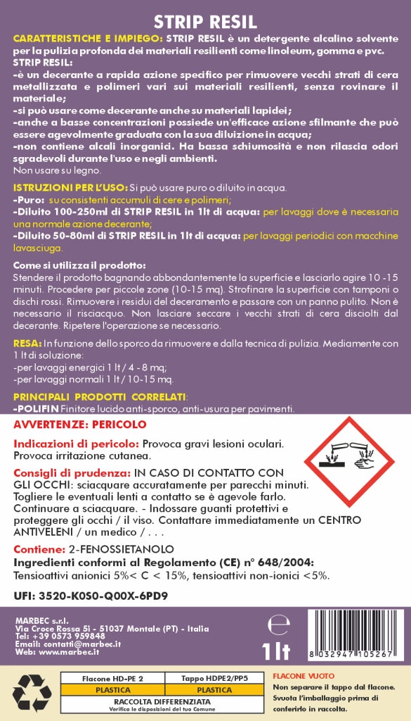 Pulizia linoleum STRIP RESIL   1LT detergente + TAMPONE ROSSO