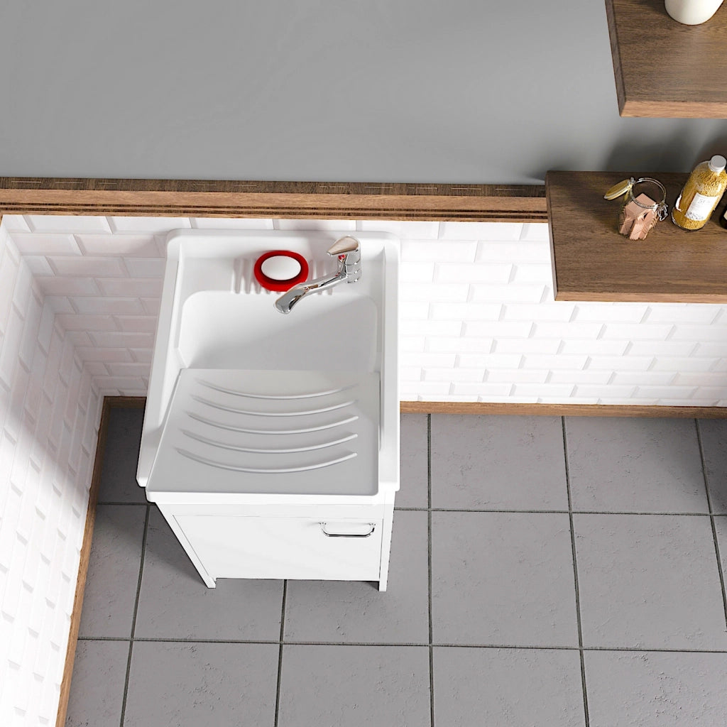 Lavatoio con mobile in PVC colore bianco 45x50 cm mod. Garden