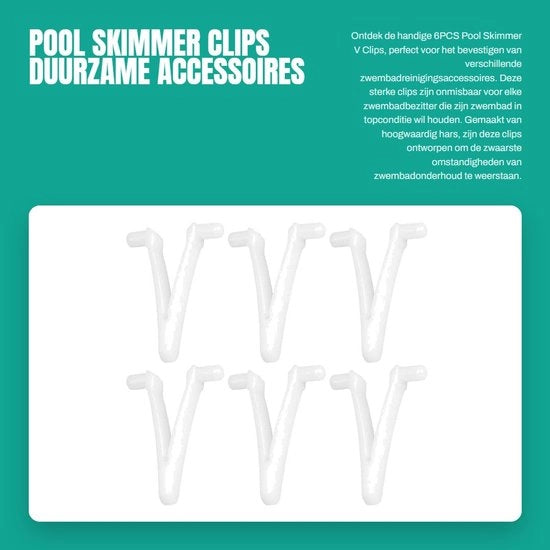 Clip farfalla in acciaio - 6 pezzi - V Clips - Accessorio per skimmer - Pezzo di ricambio - Duraturo - 5,3 x 4 cm - Clip per piscina