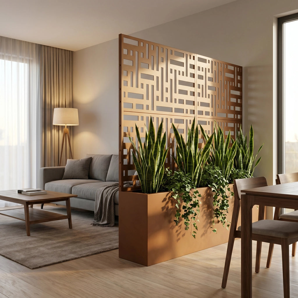 Fioriera con Spalliera Bernalda a 4 Rotelle 146 x 83 x 31 cm - Acciaio Marrone casa.pro