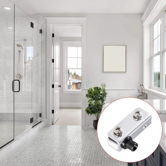 Serrature per porte in vetro - Clip metallico regolabile - 2 pezzi - per spessori 3-5 mm - progettato per durata - facile installazione - chiusura per porte in vetro