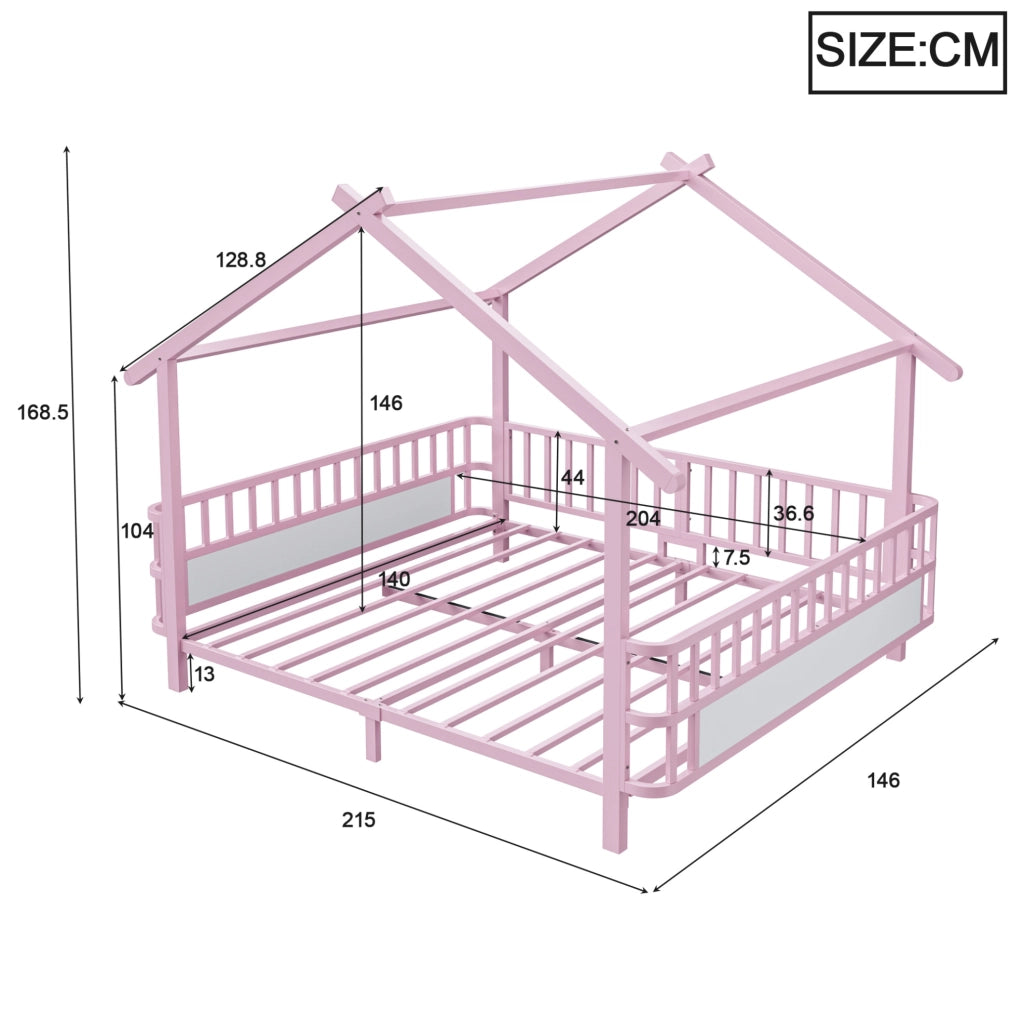 Letto per bambini a casetta in metallo rosa 140 x 200 cm