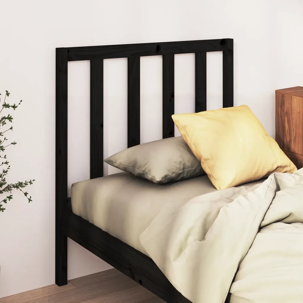 Testiera | Testata per Letto Nera 106x4x100 cm in Legno Massello di Pino