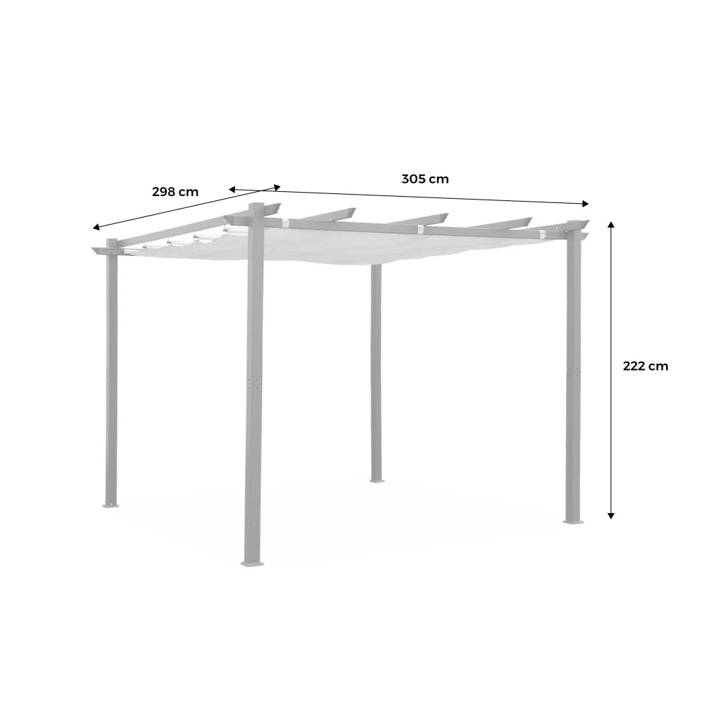 3x3m pergola, alluminio, copertura scorrevole, ecrù