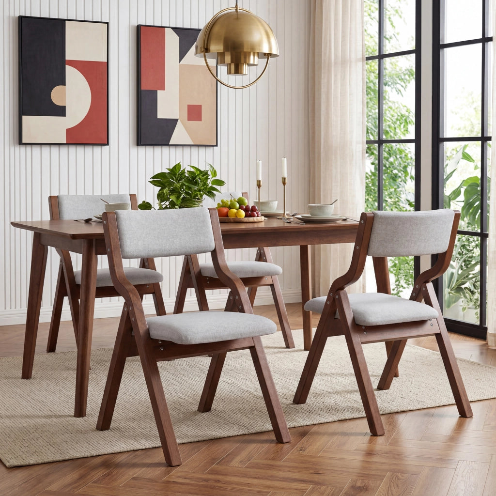 Set di 2 sedie da pranzo pieghevoli - con seduta imbottita e struttura in legno - grigio