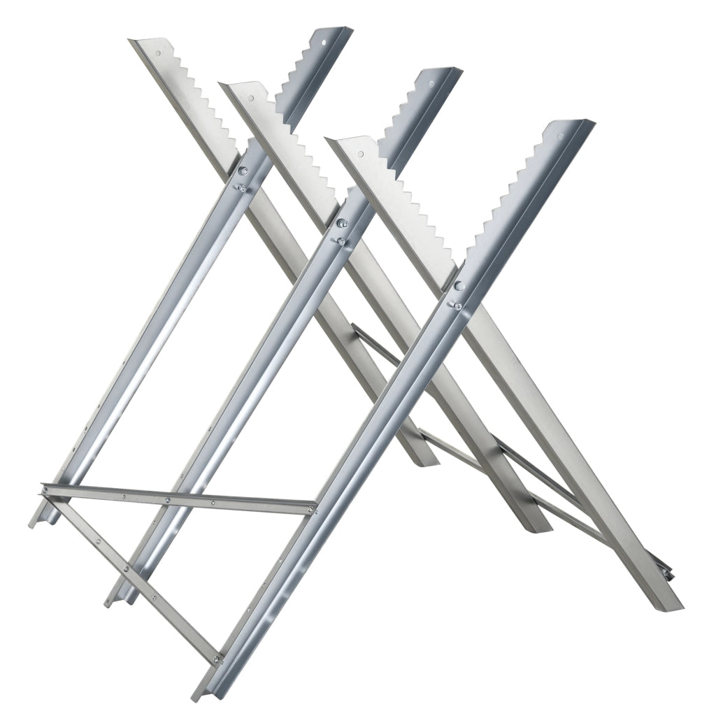 Cavalletto Taglialegna Pieghevole in Metallo ¨C zephmum ¨C Argento 83x83x79 cm