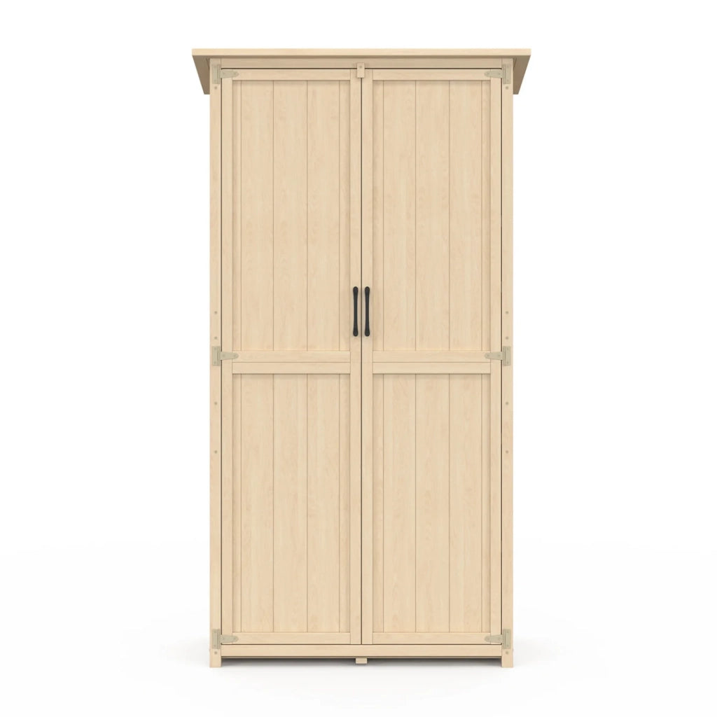 IDMarket - Armadio da giardino in legno 90 x 50 x 160 cm con tetto inclinato, doppia anta e ripiani