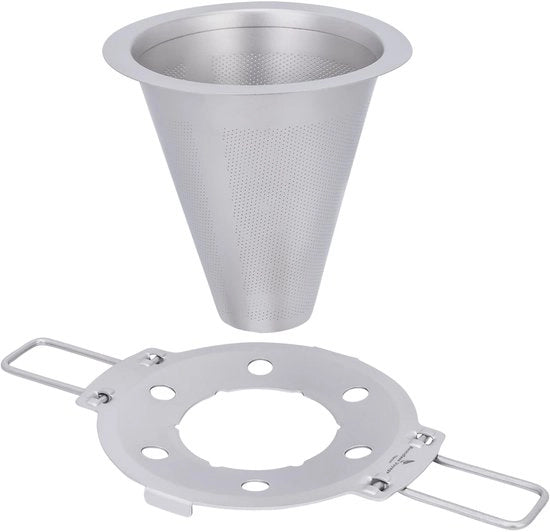 Filtro per caffè in titanio gesso, 0,1 mm rete ultrafine, contenitore pieghevole, riutilizzabile senza carta per campeggio/ufficio/casa, adatto a tazze da 4 a 12,5 cm | Ti6004P
