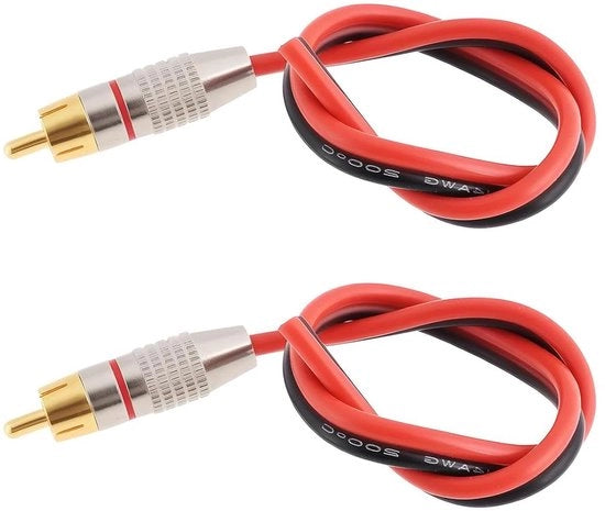 Cavo Audio RCA a Nudo 14AWG - 30cm - Altoparlante Amplificatore TV DVD/CD - Cavo a Alta Qualità con Cavo a Singolo