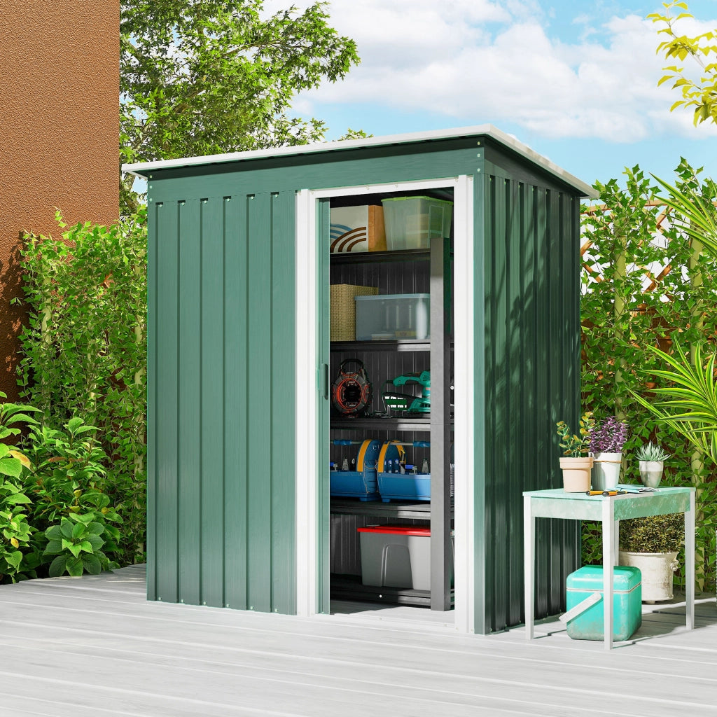 Capanno Attrezzi da Giardino ¨C Xylo ¨C Acciaio Zincato Verde 163x89x182 cm