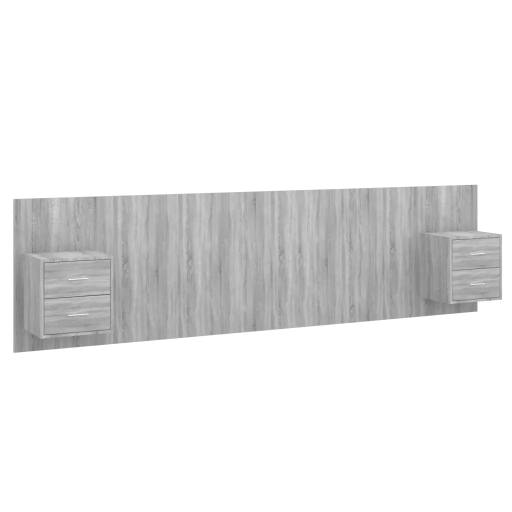 Testiera | Testata Letto con Armadietti Legno Multistrato Grigio Sonoma