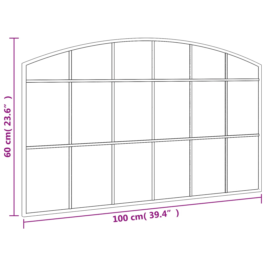 Specchio da Parete Nero 100x60 cm Arco in Ferro 358639