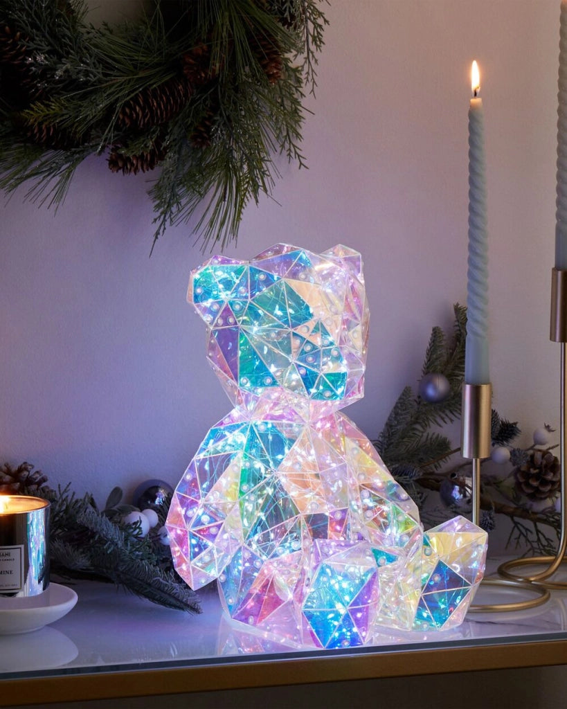 LED Decorazione orsetto multicolore Iridescente Olografico RGB USB in polvere