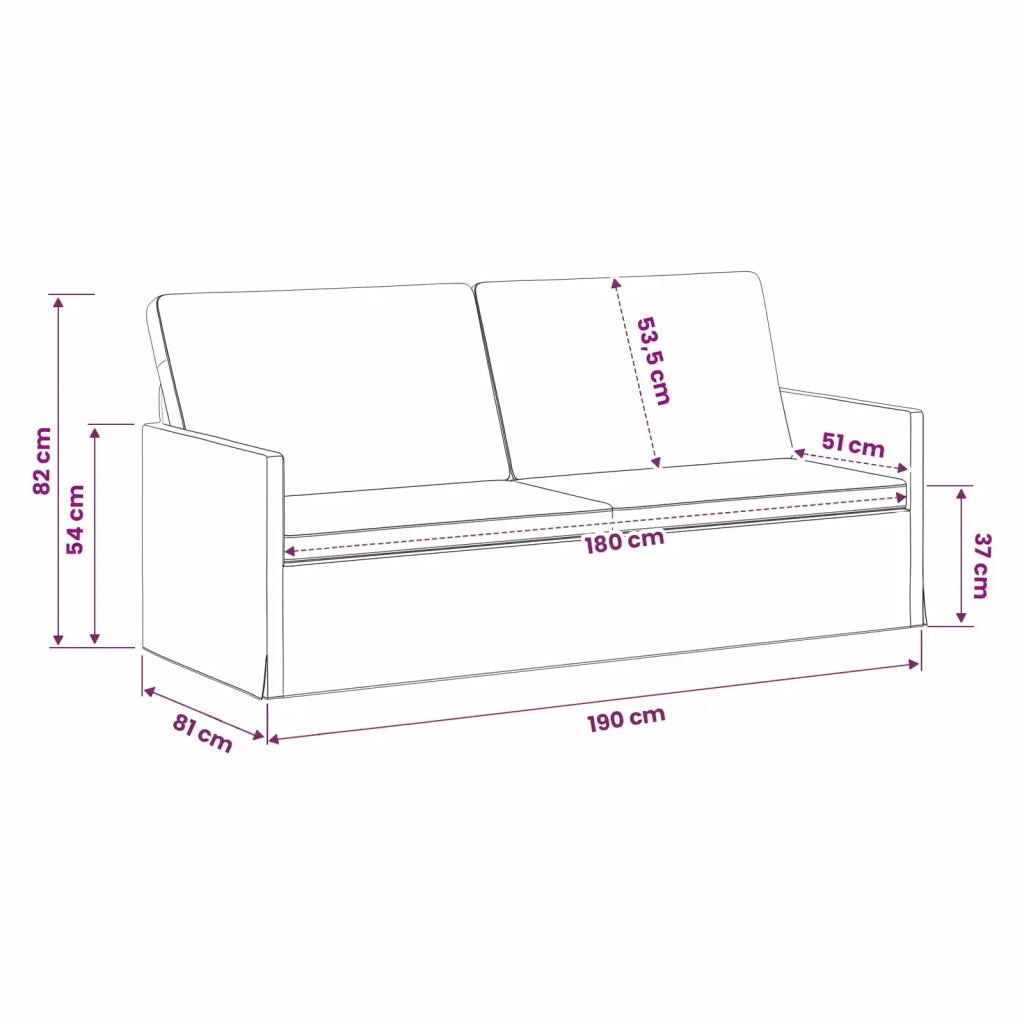 Divano a 3 posti Rosa 190 x 81 x 82 cm Tessuto 42041117