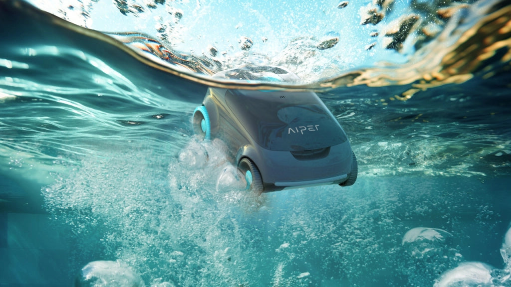 AIPER Scuba E1 Robot Piscina Senza Fili Ultra-Fine Doppia Filtrazione. 100-130 Minuti Autonomia. Sistema Tri-Motore Aspirapolvere Piscina. 2-3 Ore di Ricarica Ideale per Piscine Fuori Terra 100mq