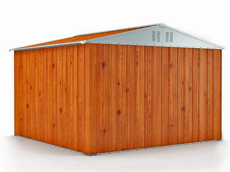 Deposito attrezzi box acciaio capanno lamiera zincata 327x269cm x h 215cm - 132 kg - 8,80mq LEGNO