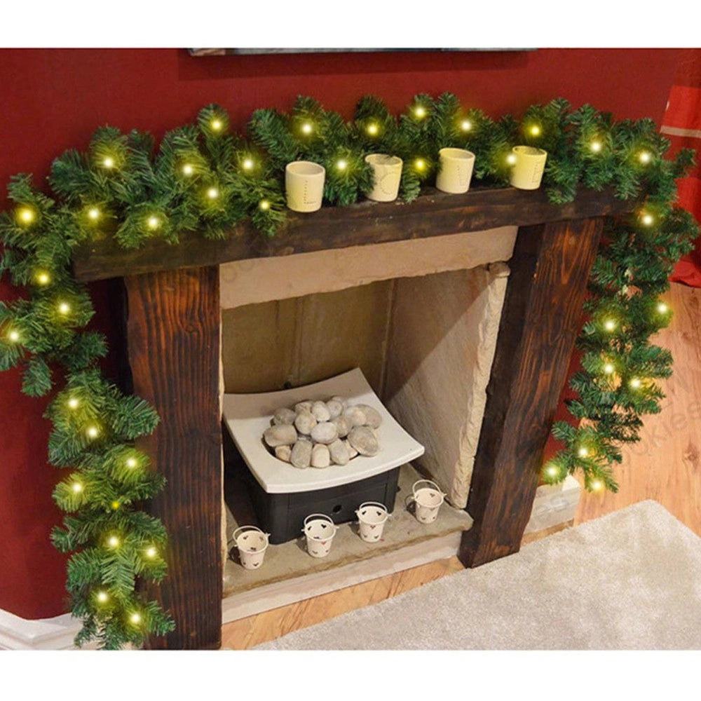 Trade Shop - Ghirlanda Natalizia 250cm 200 Punte 100 Luci Led Bianco Caldo Decorazioni Natale -