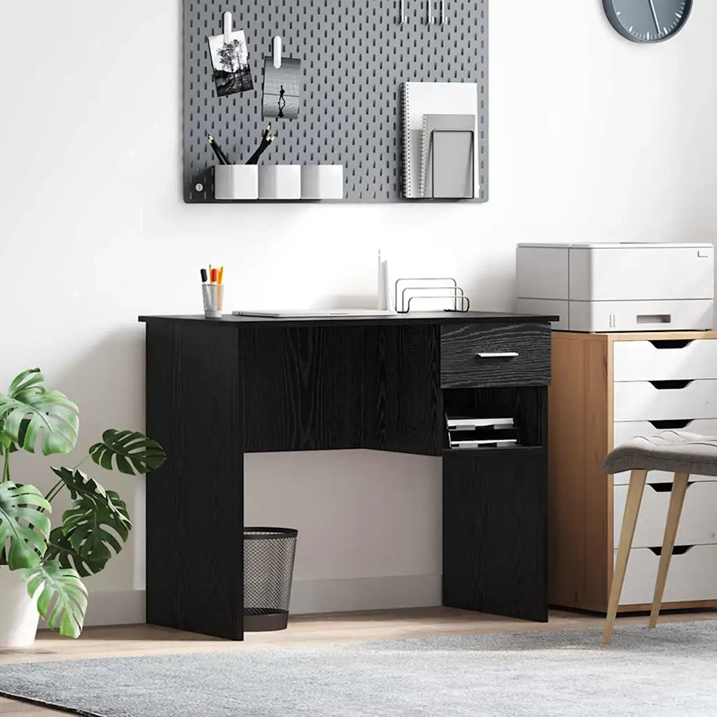 Scrivania | Tavolo da Ufficio Rovere Nero 90 x 49 x 75 cm Legno multistrato