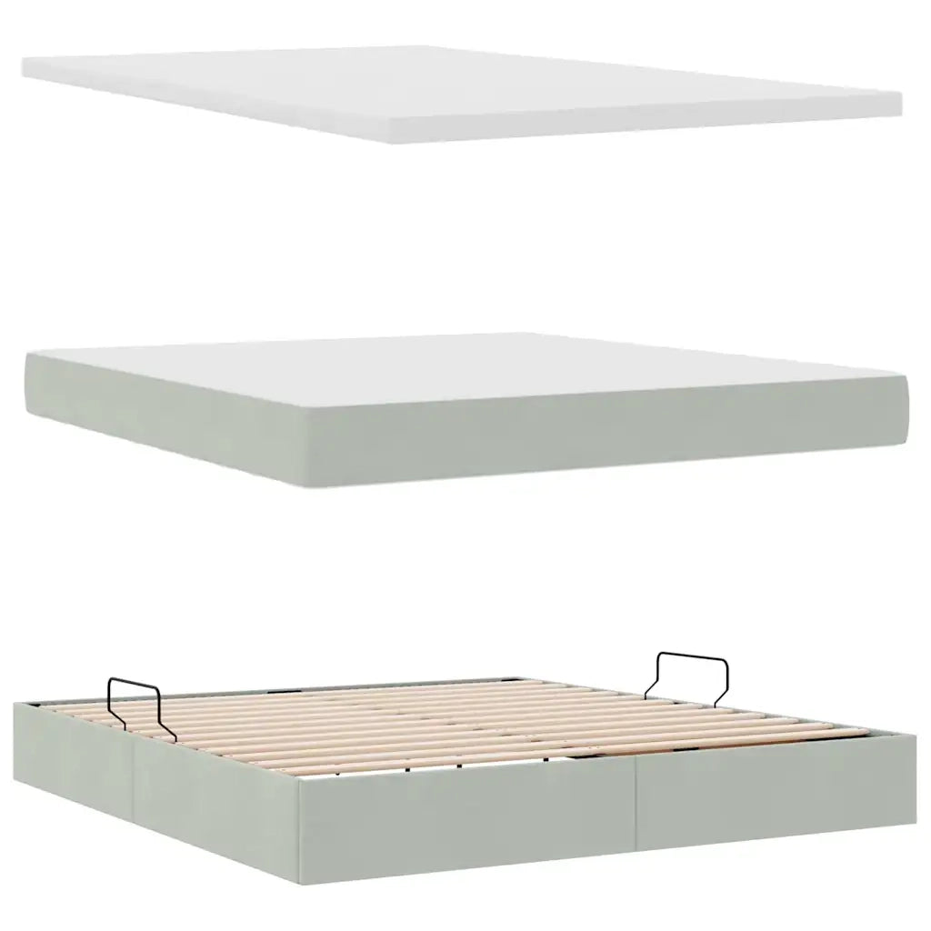 Letto con contenitore e LED Grigio chiaro 180 x 200 cm Velluto 3371529