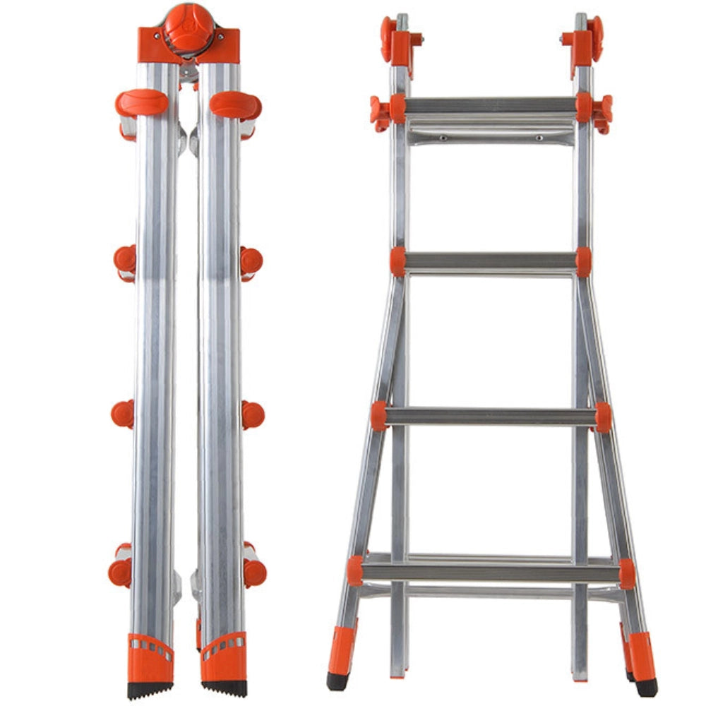 Scala telescopica professionale 4+4 alluminio rinforzato multifunzione en131-4