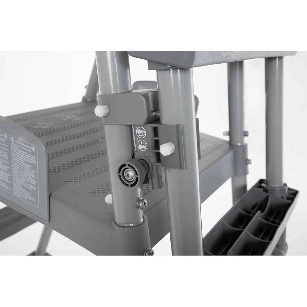 Trade Shop - Scaletta Di Sicurezza Per Piscine 132cm Con Gradini In Plastica Telaio In Metallo 58332 -