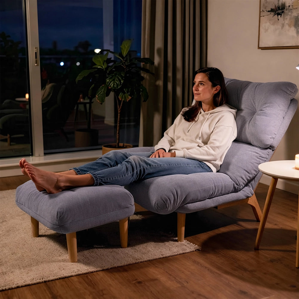 Poltrona Reclinabile Poggiapiedi Grigio Imbottita Alta Densità Seduta Ergonomica