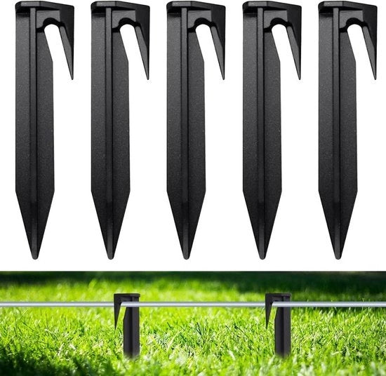 80 pezzi 85 cm tenda in nylon nera con cinghie di fissaggio PEG - resistente alle sollecitazioni - 10 cinghie di fissaggio - tenda con parapetto - taglio dell'erba
