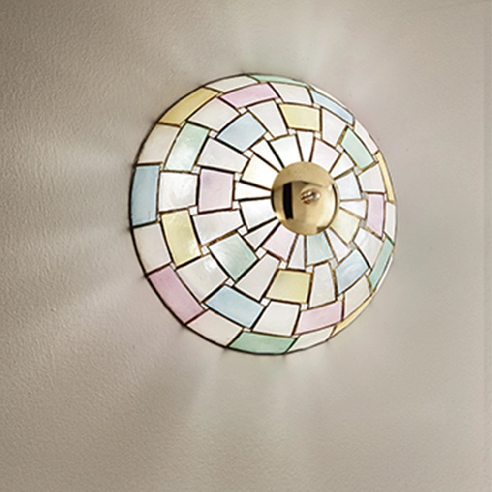 Plafoniera Tiffany Madreperla Madreperla Multicolor Fantasia 2 Luci E27