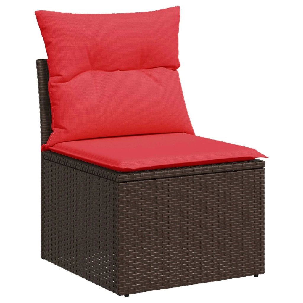 Set di divani 7 pz Marrone e Rosso Rattan sintetico e Acciaio 3448761