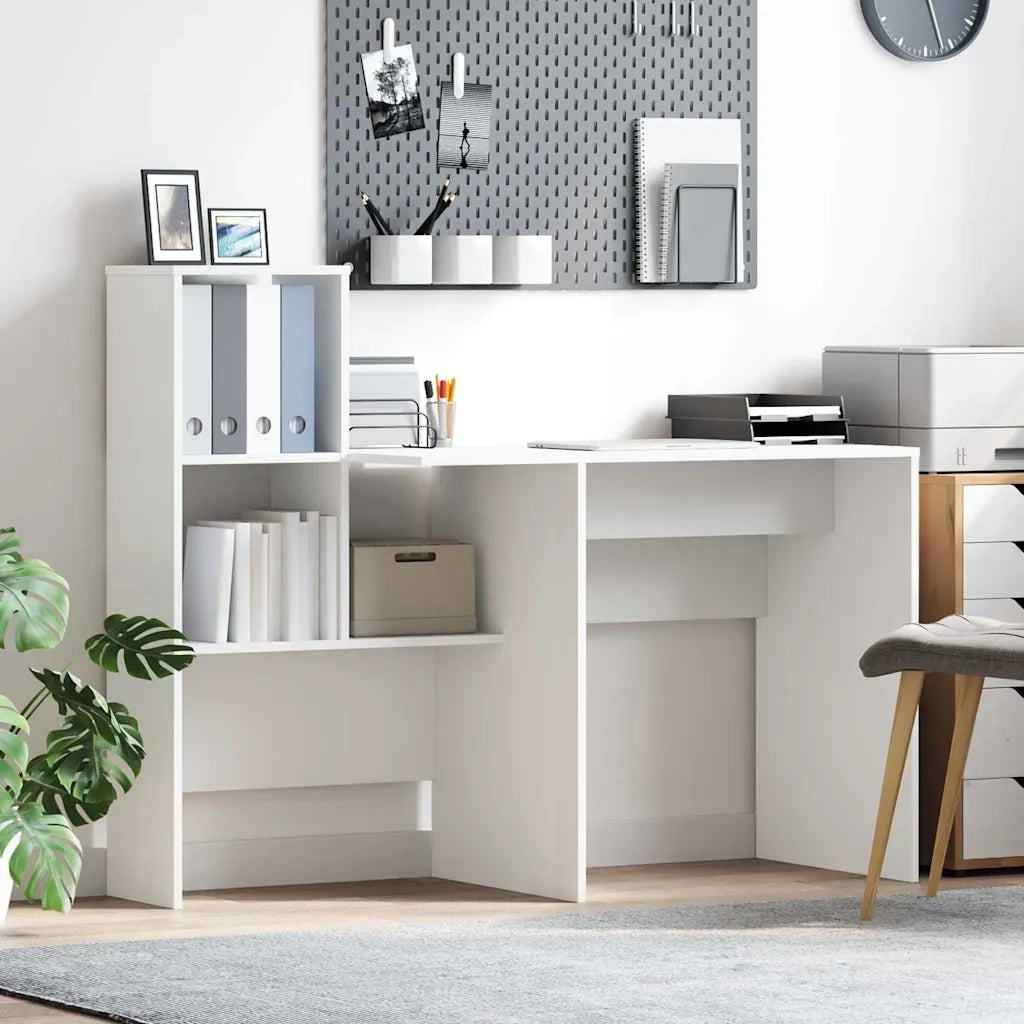 Scrivania | Tavolo da Ufficio Bianco 131,5 x 50 x 106,5 cm Legno multistrato